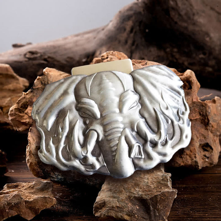 Ceinture en cuir d'éléphant argenté pour homme avec briquet caché