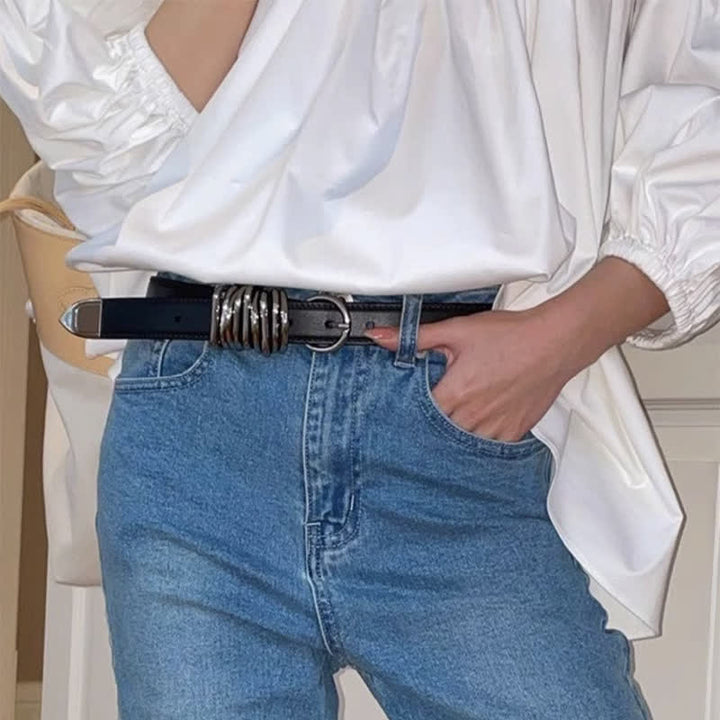 Ceinture en cuir avec boucle en métal personnalisée de style punk pour femme