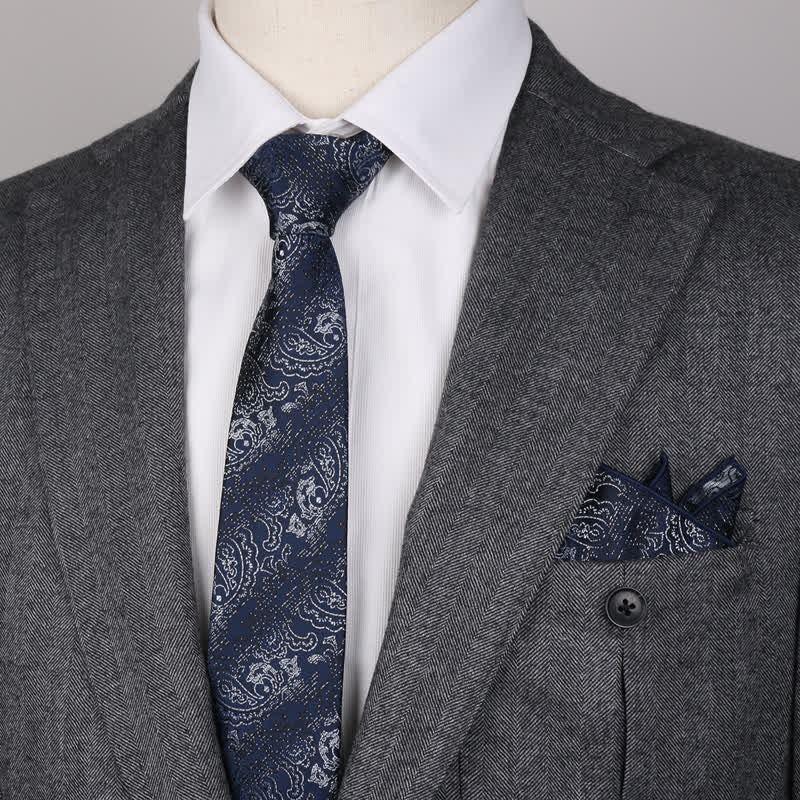 Ensemble de 3 mouchoirs de poche fantaisie pour homme avec nœud papillon et motif cachemire