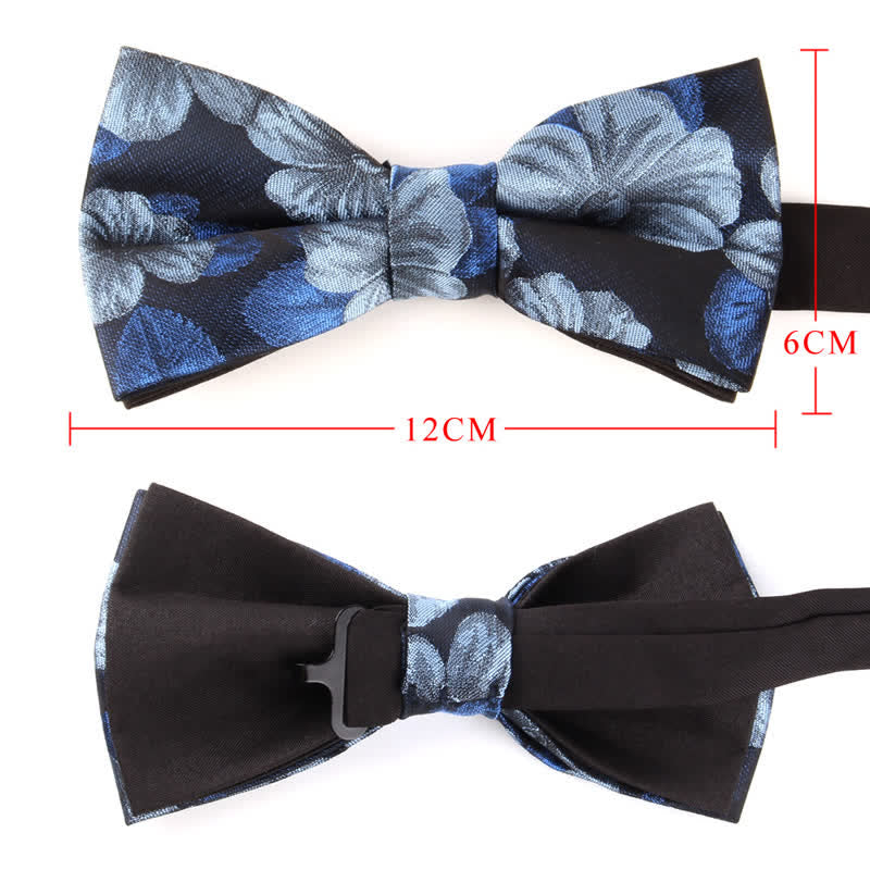 Lot de 2 mouchoirs de poche et nœuds papillon à motif floral bleu et bleu marine pour homme