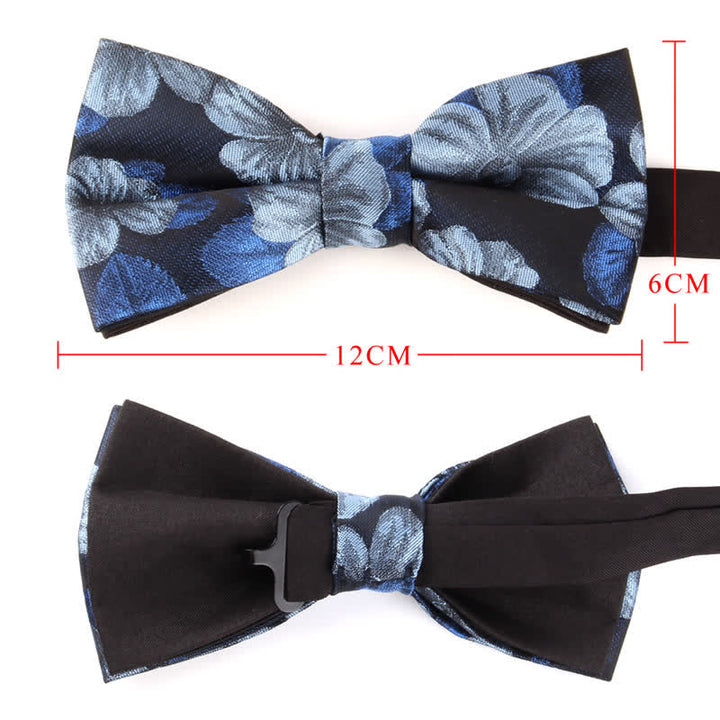 Lot de 2 mouchoirs de poche et nœuds papillon à motif floral bleu et bleu marine pour homme