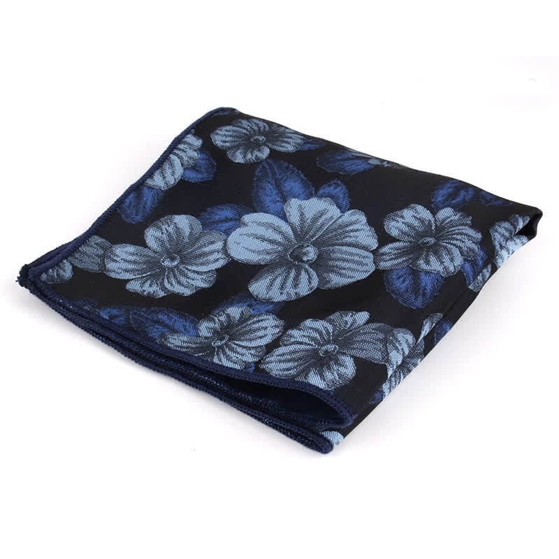 Lot de 2 mouchoirs de poche et nœuds papillon à motif floral bleu et bleu marine pour homme