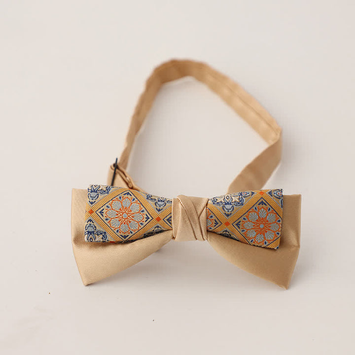 Nœud papillon patchwork floral à deux canapés pour homme