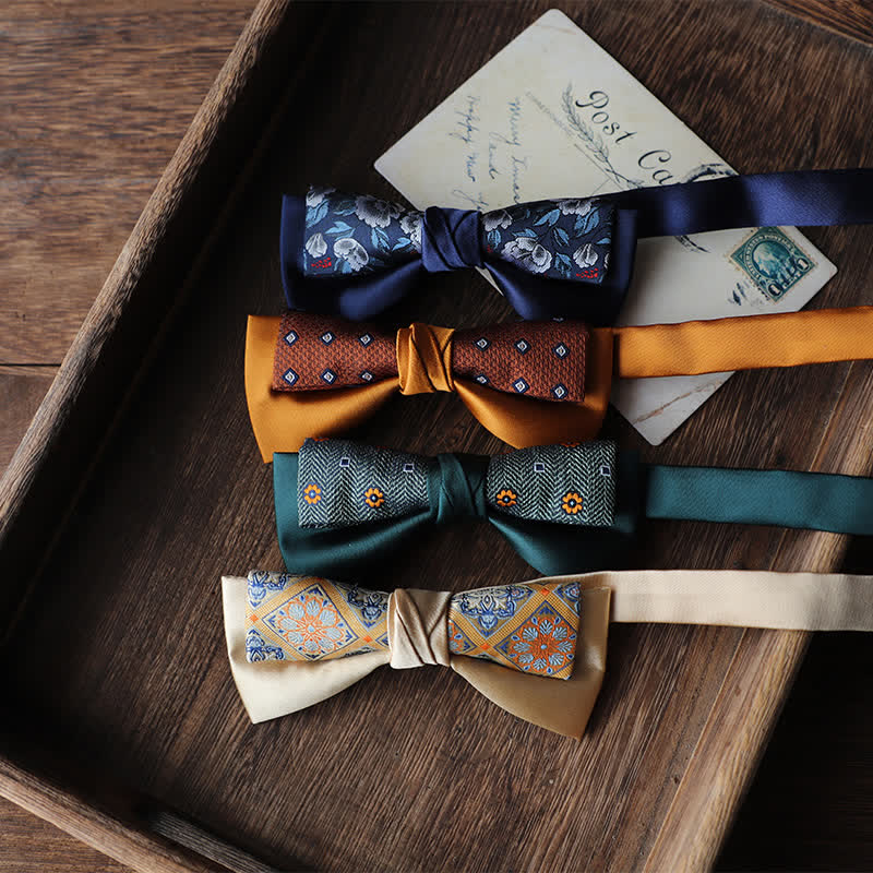 Nœud papillon patchwork floral à deux canapés pour homme