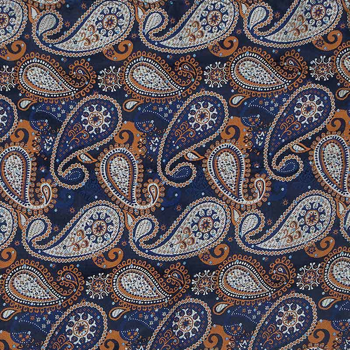 Ensemble de 3 cravates pour hommes à motif cachemire bleu et orange