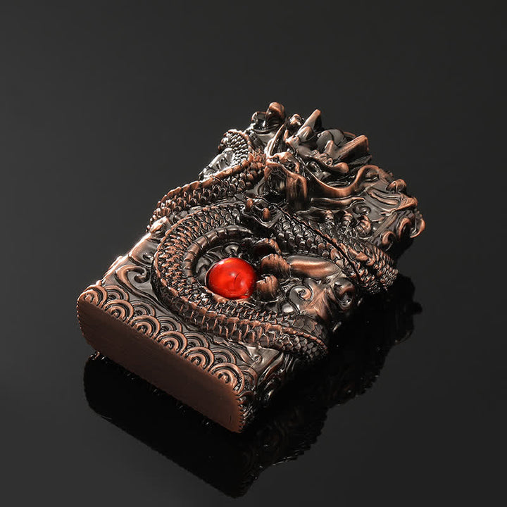Briquet à pétrole rechargeable au design rétro sculpté en forme de dragon