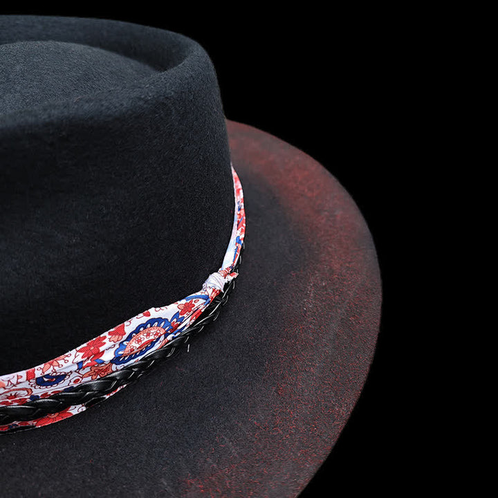 Ceinture à bande Paisley rouge amusante, chapeau de cowboy noir