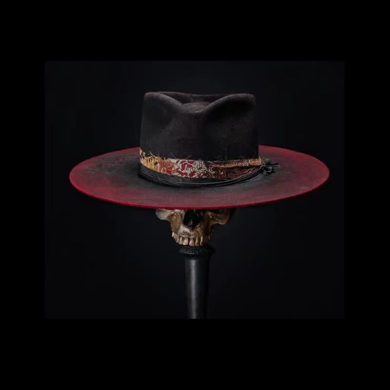 Ceinture à bande Paisley rouge amusante, chapeau de cowboy noir