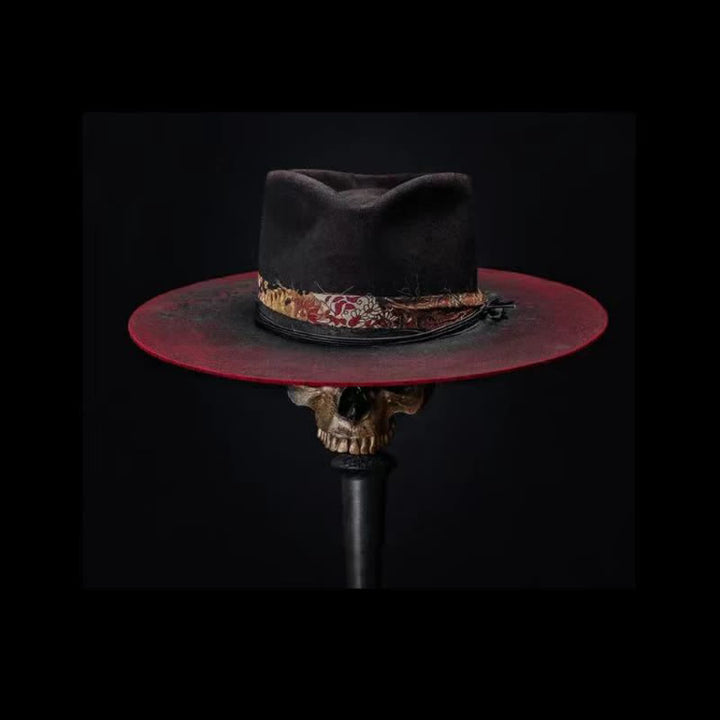 Ceinture à bande Paisley rouge amusante, chapeau de cowboy noir