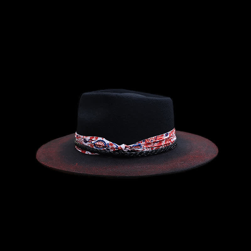 Ceinture à bande Paisley rouge amusante, chapeau de cowboy noir