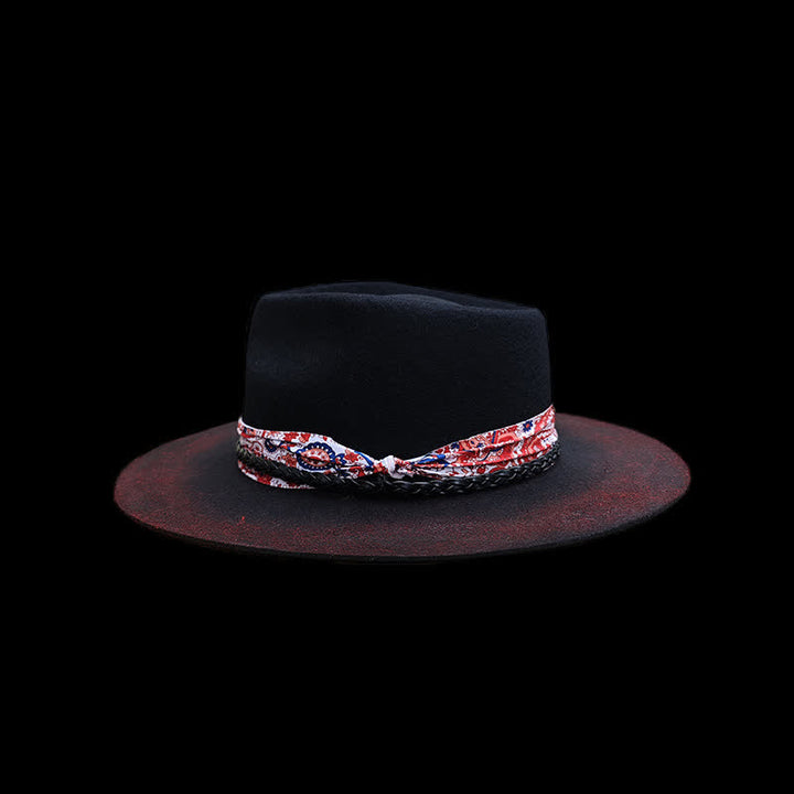 Ceinture à bande Paisley rouge amusante, chapeau de cowboy noir
