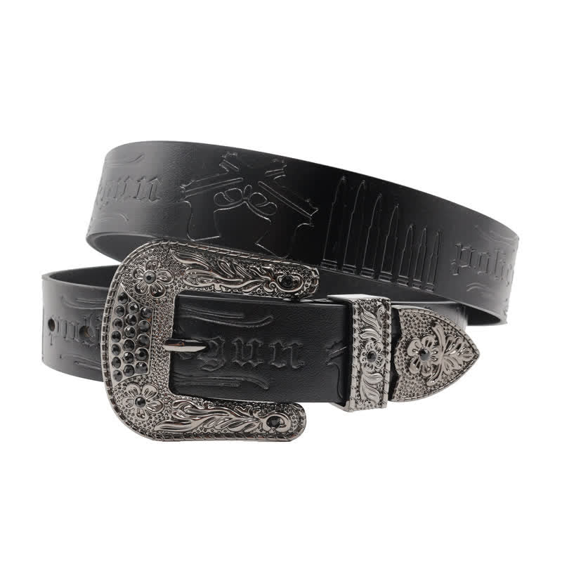 Ceinture en cuir avec boucle en strass et motif balle de pistolet