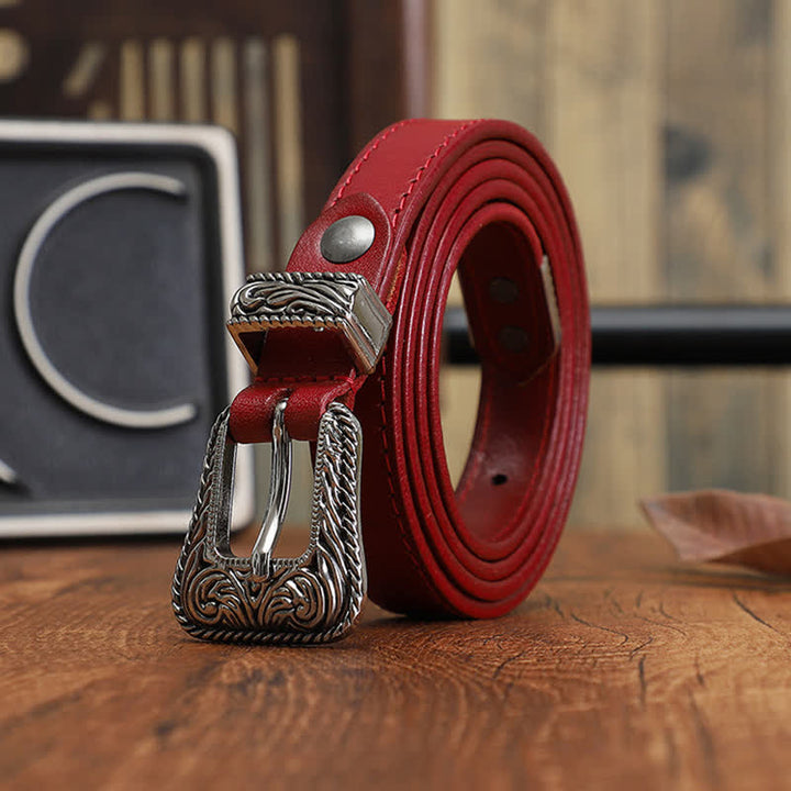 Ceinture en cuir de vachette fine au design polyvalent classique de style western