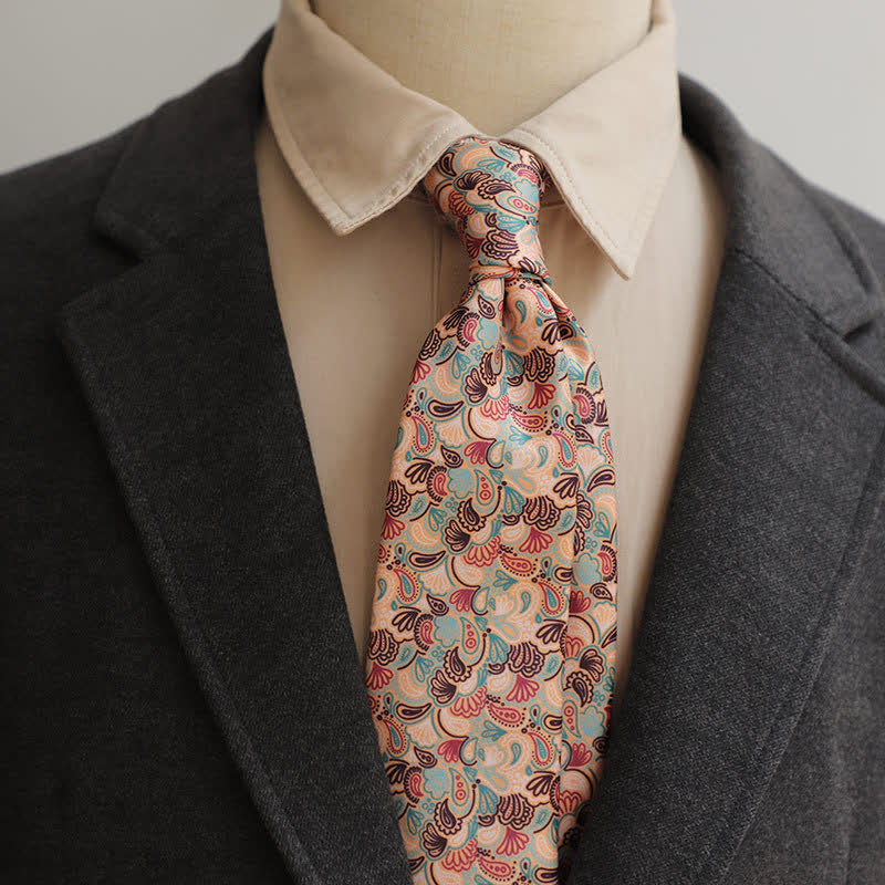 Cravate décontractée à motif petit cachemire saumon clair pour homme