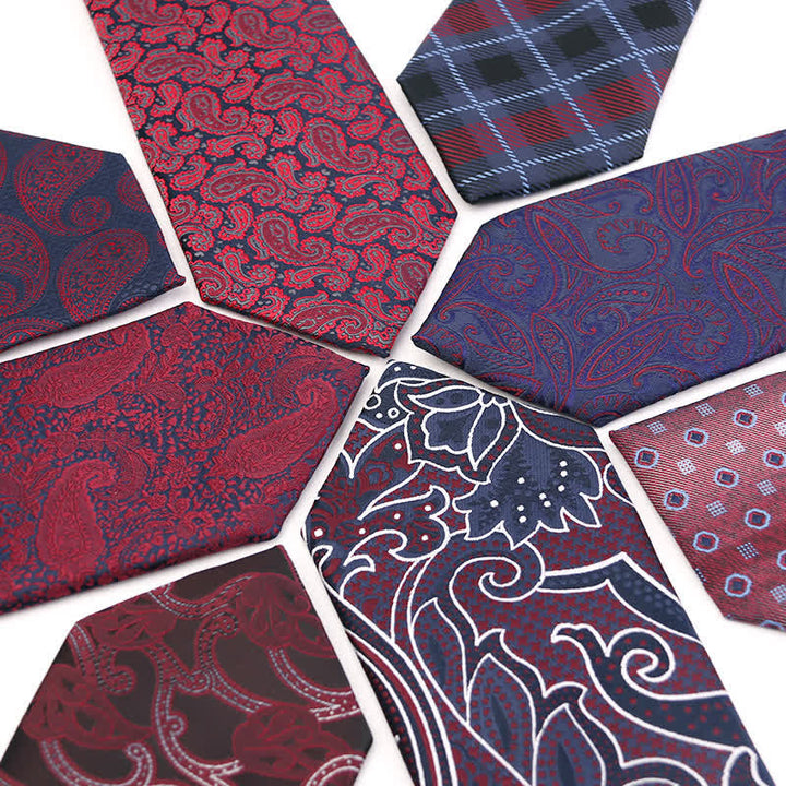 Accessoires de robe de soirée Paisley série rouge foncé pour hommes Cravate