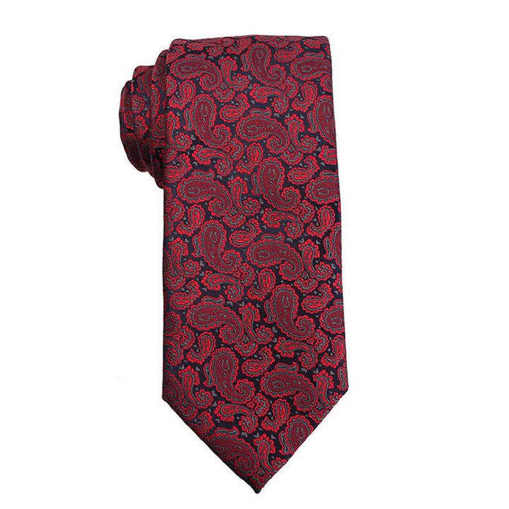 Accessoires de robe de soirée Paisley série rouge foncé pour hommes Cravate