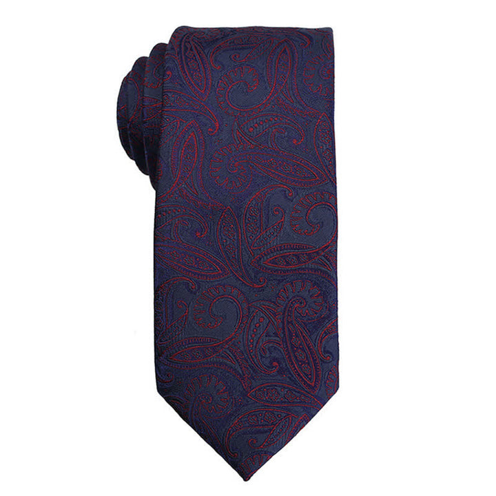 Accessoires de robe de soirée Paisley série rouge foncé pour hommes Cravate