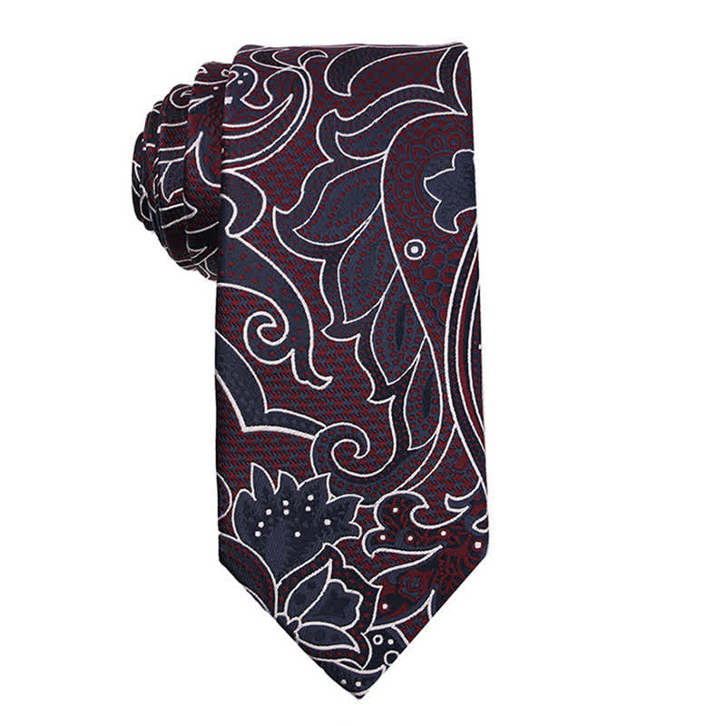 Accessoires de robe de soirée Paisley série rouge foncé pour hommes Cravate