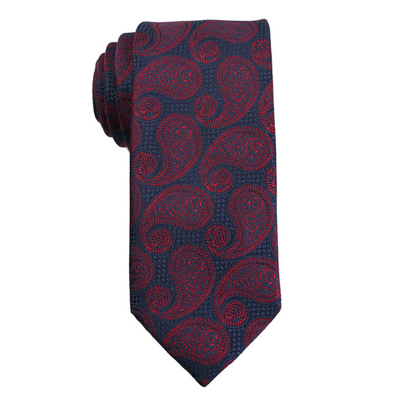 Accessoires de robe de soirée Paisley série rouge foncé pour hommes Cravate