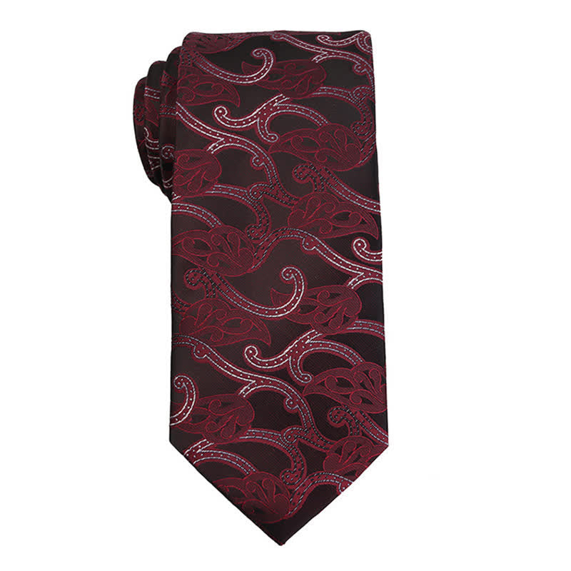 Accessoires de robe de soirée Paisley série rouge foncé pour hommes Cravate