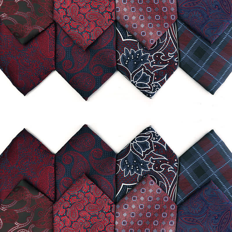 Accessoires de robe de soirée Paisley série rouge foncé pour hommes Cravate