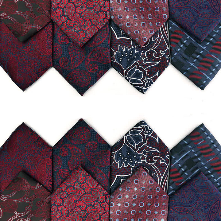 Accessoires de robe de soirée Paisley série rouge foncé pour hommes Cravate