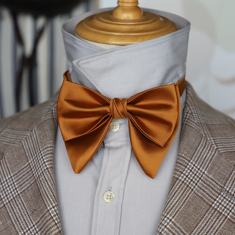 Nœud papillon surdimensionné à double épaisseur de couleur unie pour homme