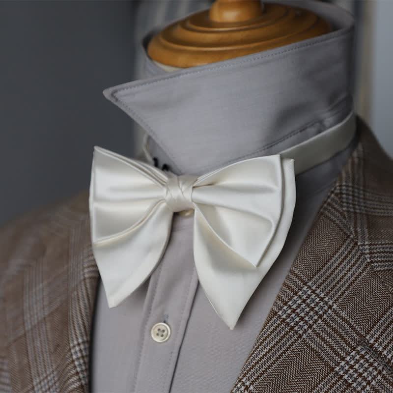 Nœud papillon surdimensionné à double épaisseur de couleur unie pour homme
