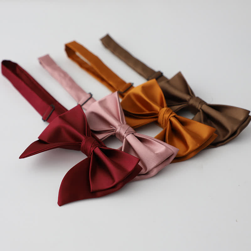 Nœud papillon surdimensionné à double épaisseur de couleur unie pour homme
