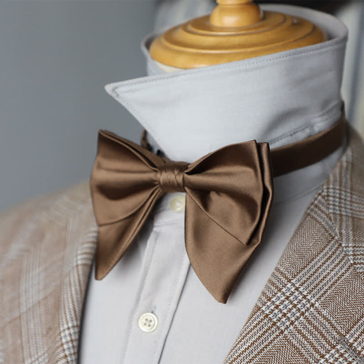 Nœud papillon surdimensionné à double épaisseur de couleur unie pour homme