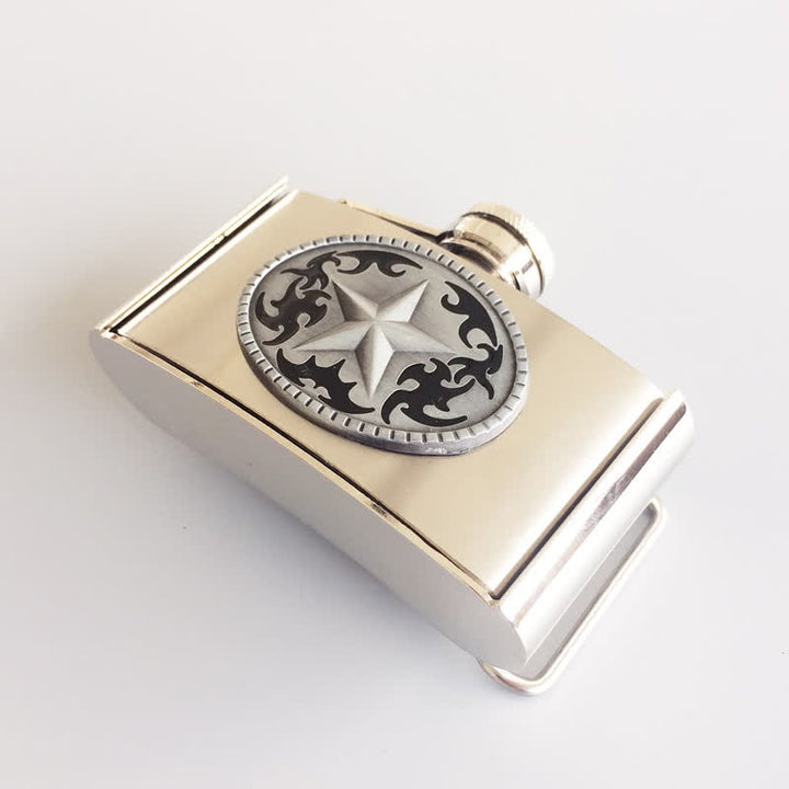 Ceinture en cuir Western Star DIY pour homme de 3 oz avec flasque cachée