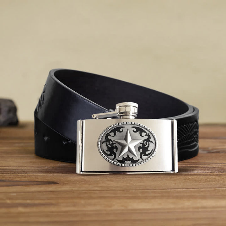Ceinture en cuir Western Star DIY pour homme de 3 oz avec flasque cachée