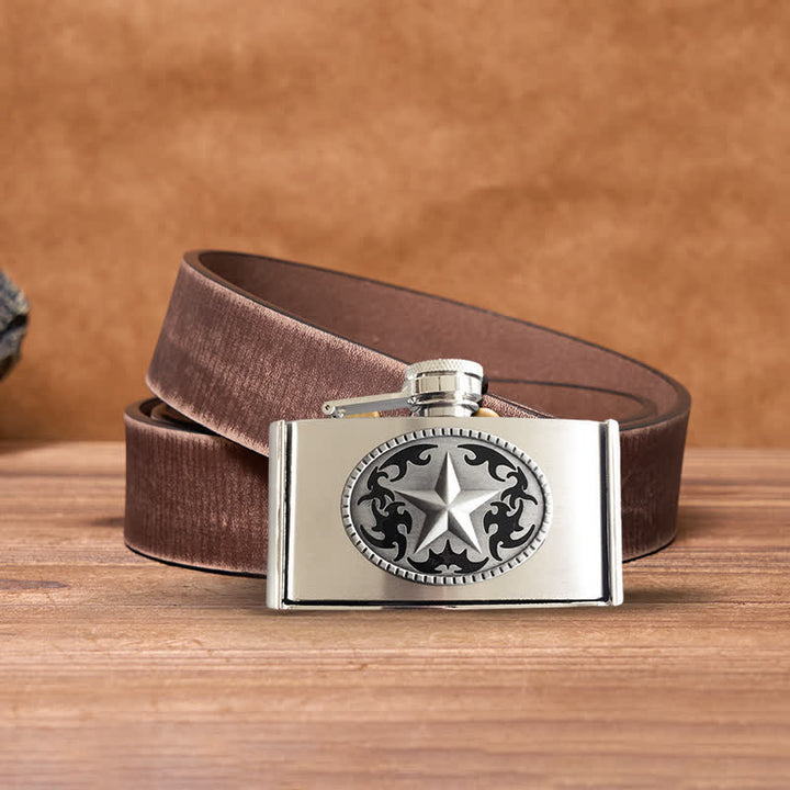 Ceinture en cuir Western Star DIY pour homme de 3 oz avec flasque cachée