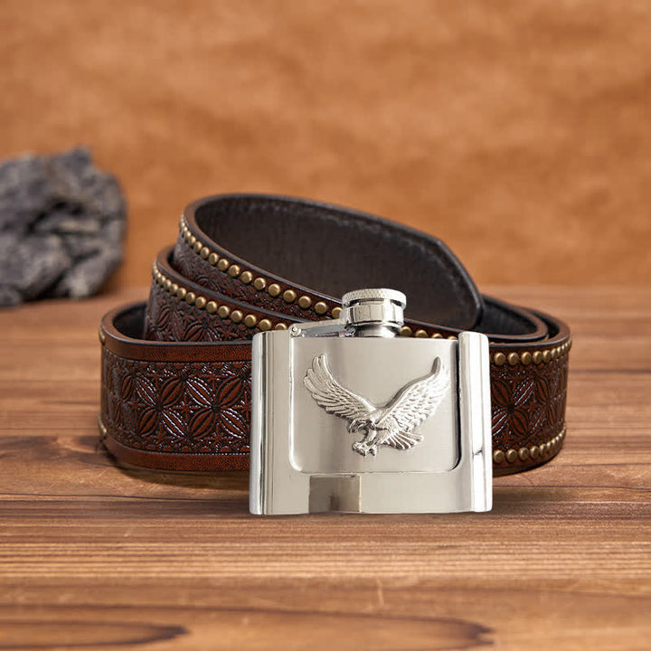Ceinture en cuir Flying Eagle DIY pour homme de 2 oz avec flasque cachée