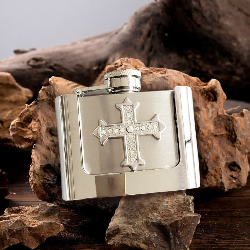 Ceinture en cuir à strass pour homme avec flasque cachée, 2 oz