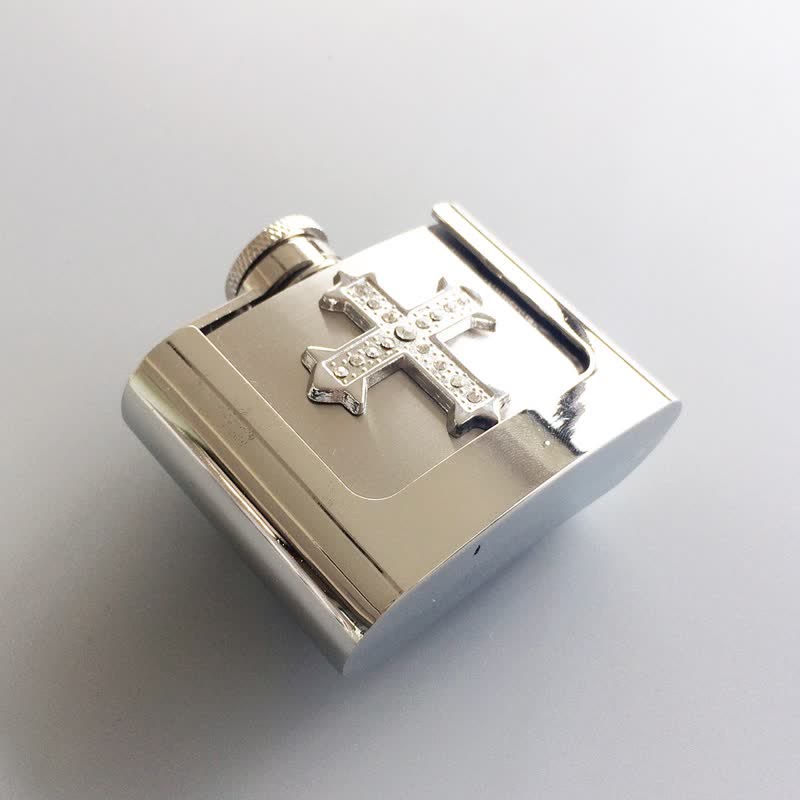 Ceinture en cuir à strass pour homme avec flasque cachée, 2 oz