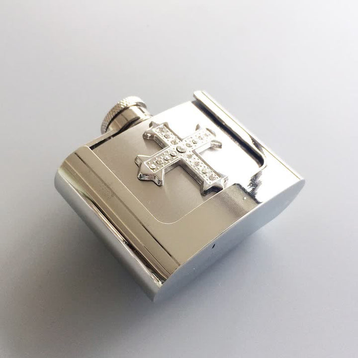 Ceinture en cuir à strass pour homme avec flasque cachée, 2 oz