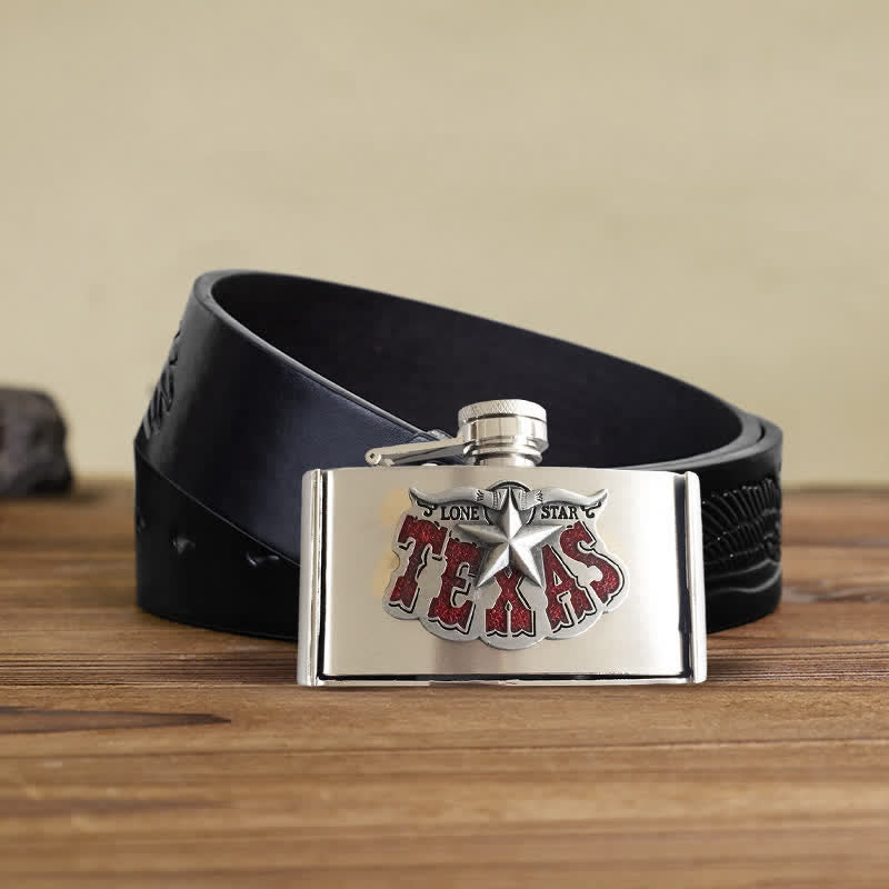 Ceinture en cuir Texas Star DIY pour homme de 3 oz avec flasque cachée