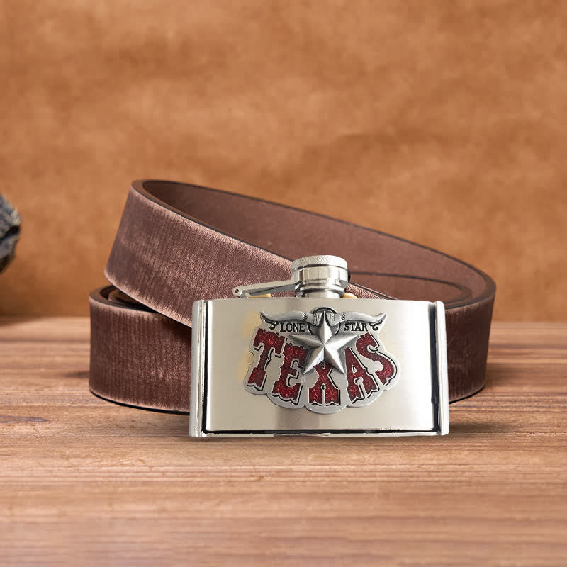 Ceinture en cuir Texas Star DIY pour homme de 3 oz avec flasque cachée