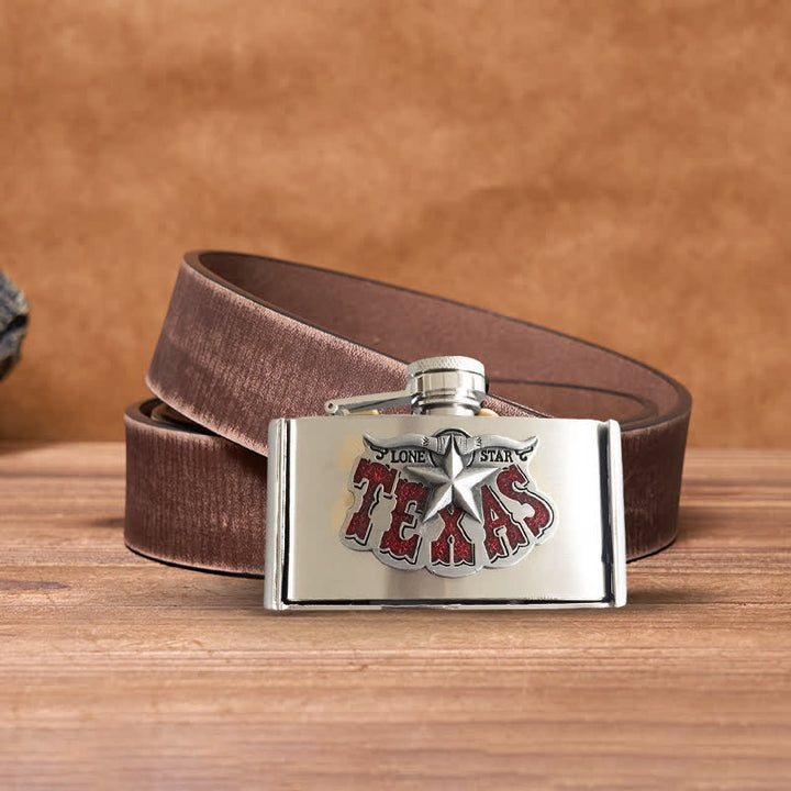 Ceinture en cuir Texas Star DIY pour homme de 3 oz avec flasque cachée