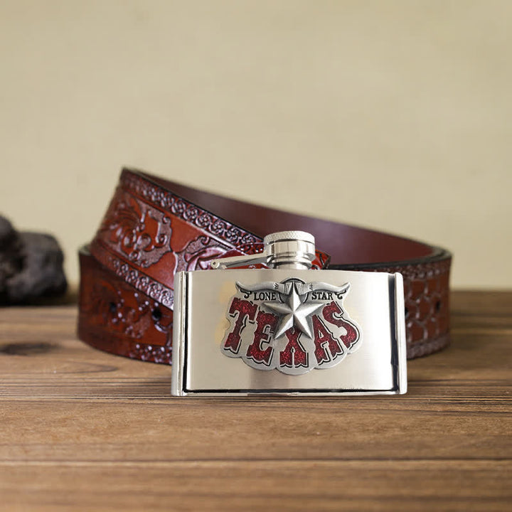 Ceinture en cuir Texas Star DIY pour homme de 3 oz avec flasque cachée