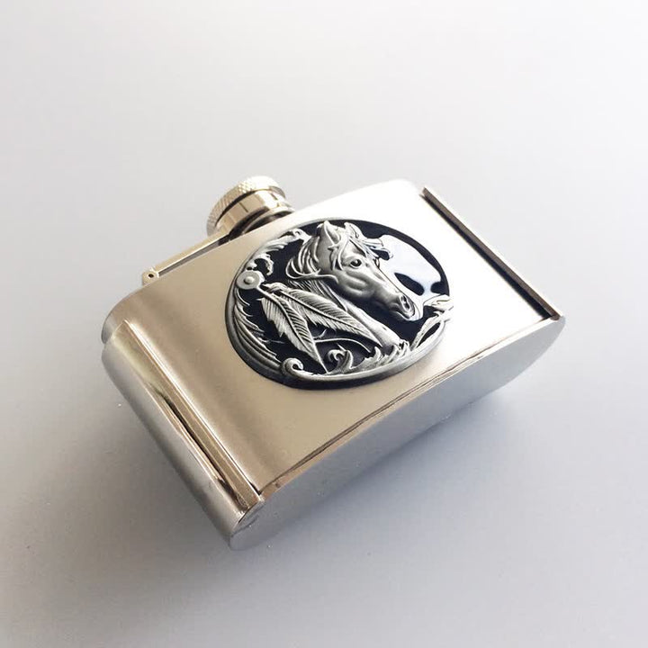 Ceinture en cuir à tête de cheval pour homme de 3 oz avec flasque cachée