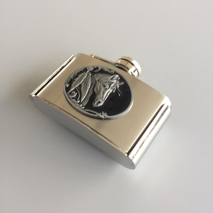 Ceinture en cuir à tête de cheval pour homme de 3 oz avec flasque cachée