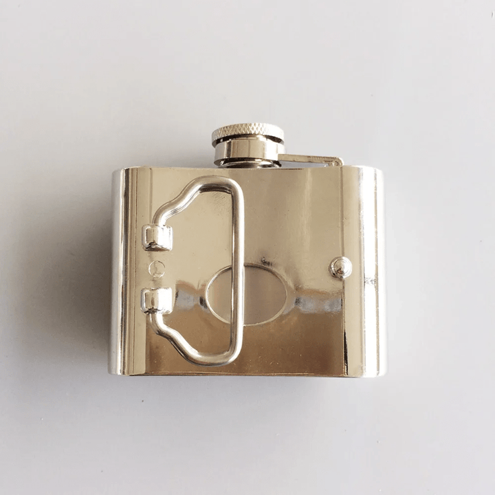 Ceinture en cuir à strass pour homme avec feuille d'érable et flasque cachée, 2 oz