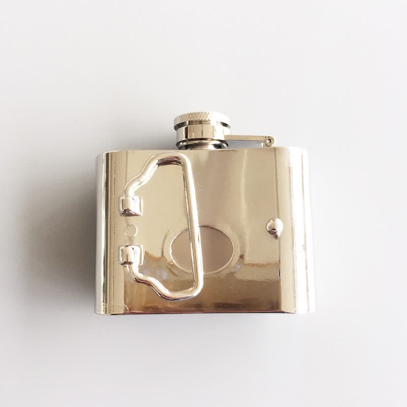 Ceinture en cuir à strass pour homme avec signe dollar et flasque cachée, 2 oz