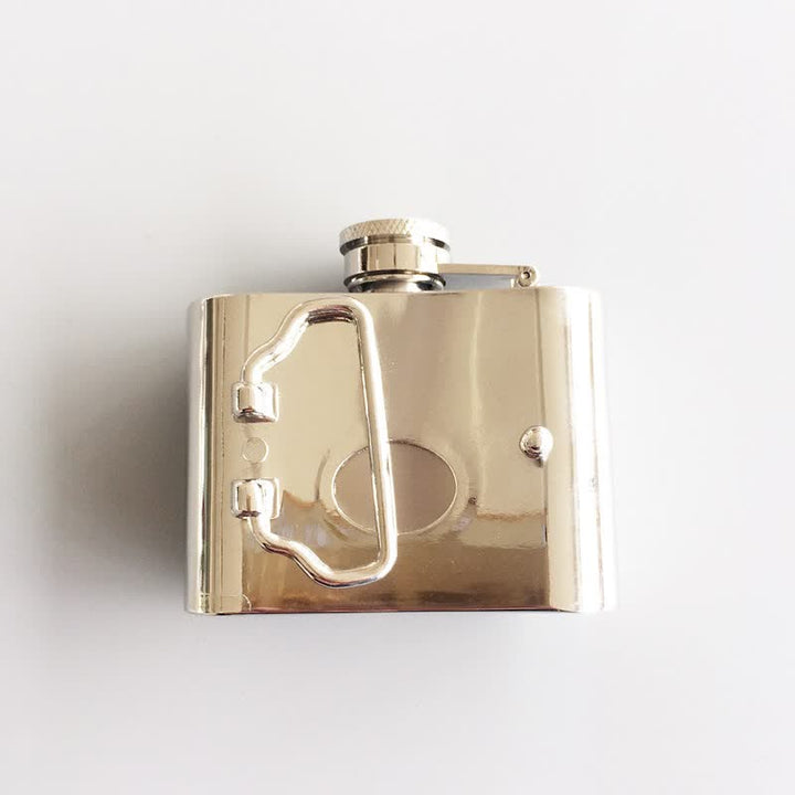 Ceinture en cuir à strass pour homme avec signe dollar et flasque cachée, 2 oz