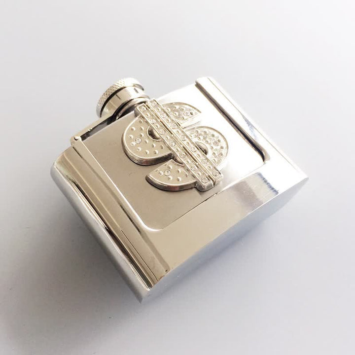 Ceinture en cuir à strass pour homme avec signe dollar et flasque cachée, 2 oz