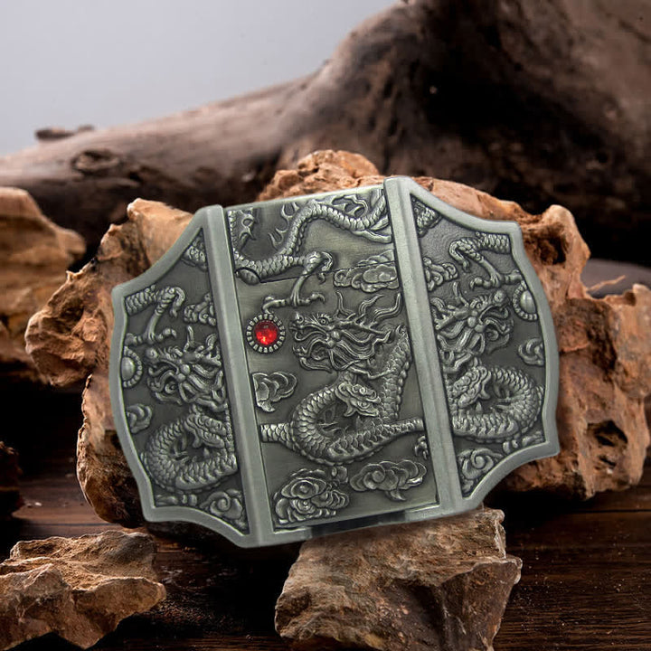 Ceinture en cuir de dragon argenté antique DIY pour homme avec briquet caché