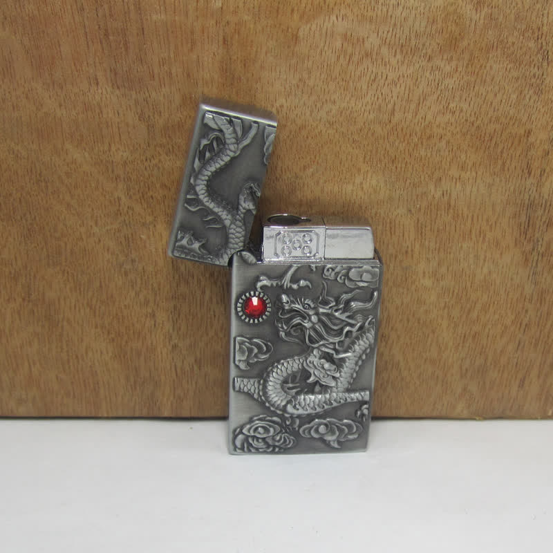 Ceinture en cuir de dragon argenté antique DIY pour homme avec briquet caché