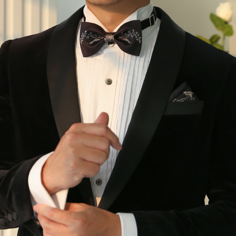Nœud papillon de mariage élégant à motif floral pour homme